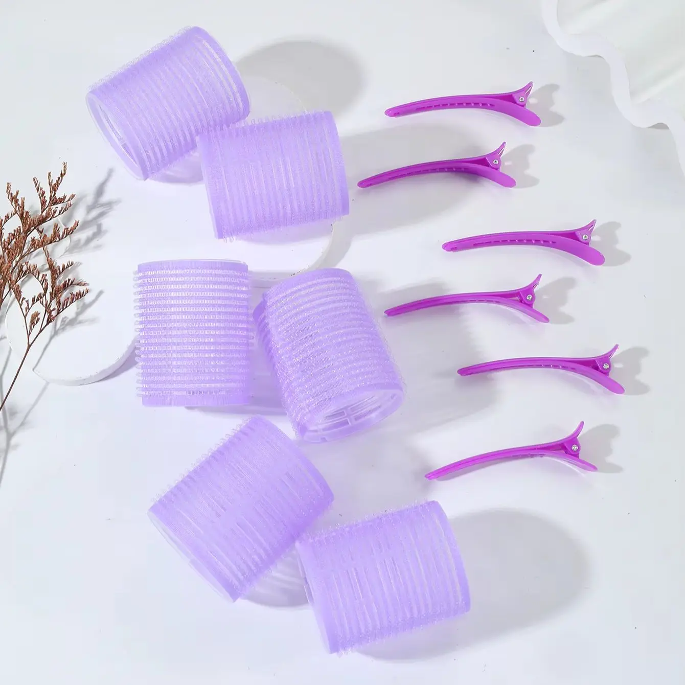12pcs Curling Tool Set with 6 Non Heat Curlers and 6 Clips, available in multiple sizes Special for real hair wigs thumbnail 3