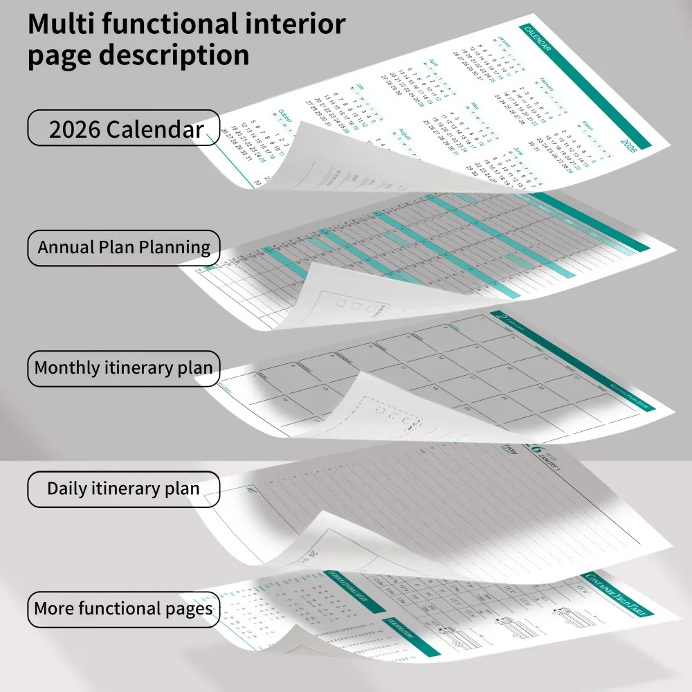 2026 Planner, Self-Discipline Calendar Planner, Weekly & Monthly Planner Layouts, 360-Page Daily Organizer,Portable Planner Book thumbnail 5