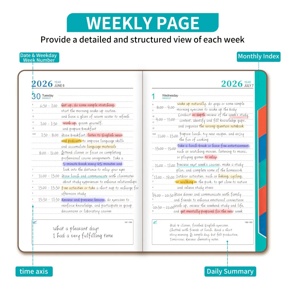 2026 Planner, Self-Discipline Calendar Planner, Weekly & Monthly Planner Layouts, 360-Page Daily Organizer,Portable Planner Book thumbnail 3