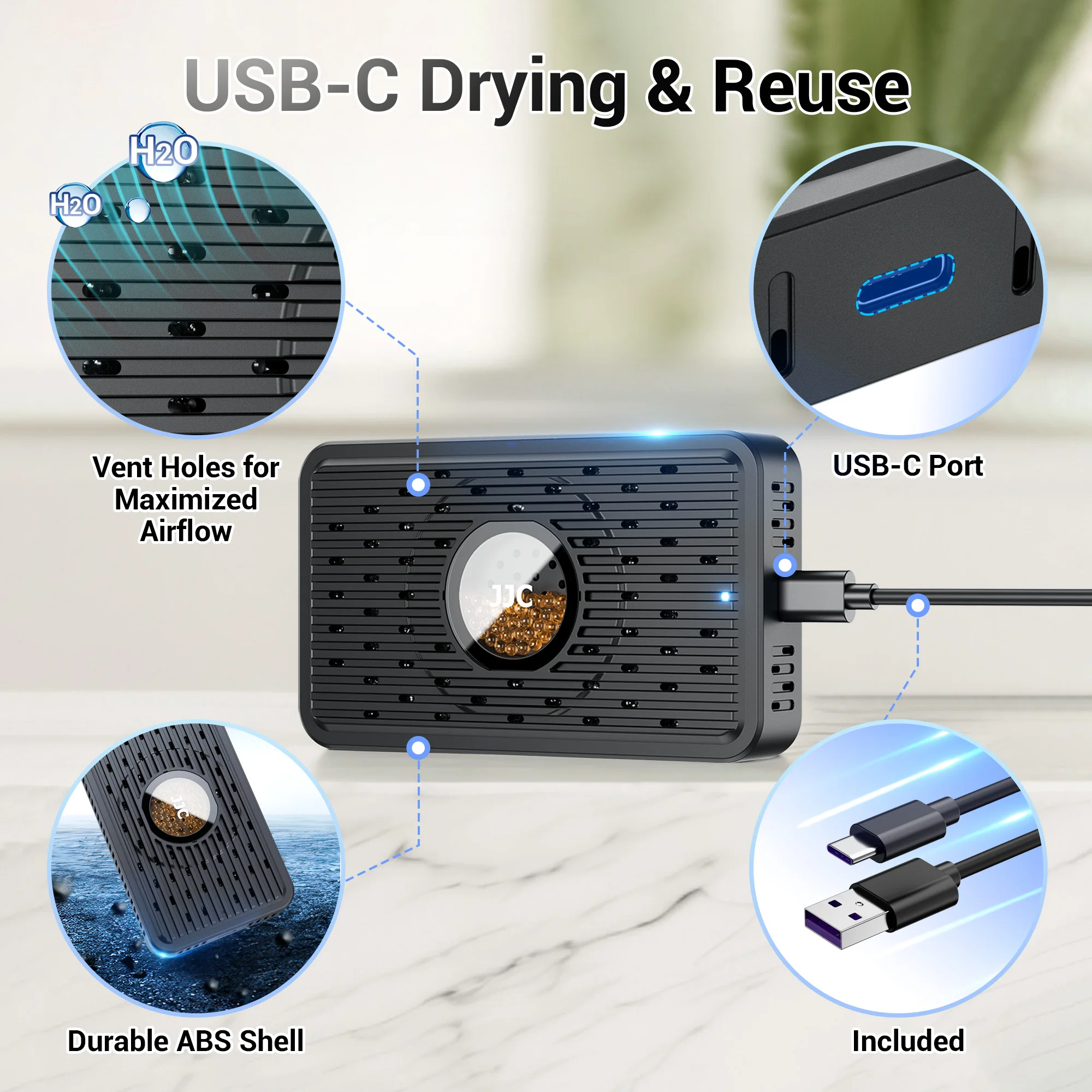 JJC Reusable Dehumidifier Electronic Moisture Absorbing Card For DSLR Microscopes Moisture-proof Case Camera Accessories thumbnail 4