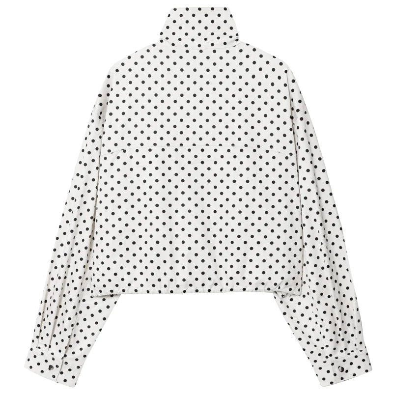 HXAO Polka Dot Bomber Jacket Women's Jackets Demi-Season Oversized Long Sleeve Top Outerwear Aviator Plus Size Zip Up Crop Coats thumbnail 3