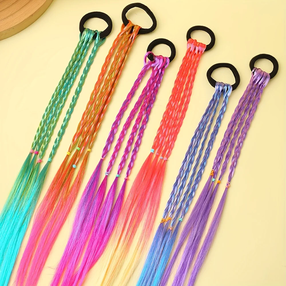 6 Pieces of Multi-Color Bohemian Style Sweet Wig Braid Hair Ties Suitable for Girls thumbnail 5