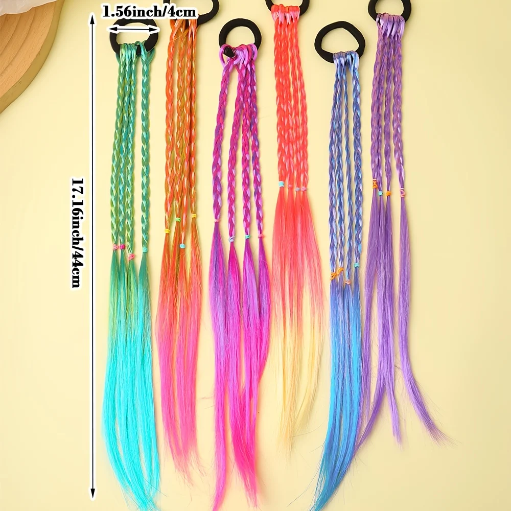 6 Pieces of Multi-Color Bohemian Style Sweet Wig Braid Hair Ties Suitable for Girls thumbnail 2