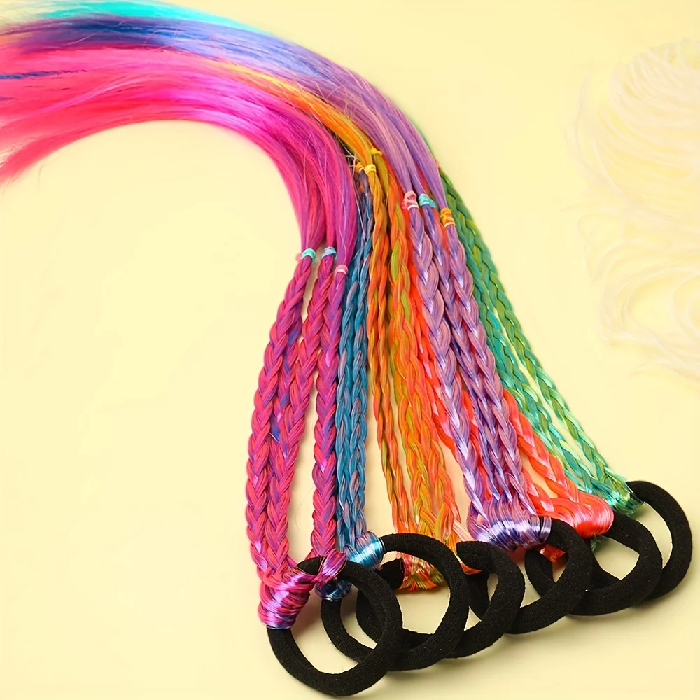 6 Pieces of Multi-Color Bohemian Style Sweet Wig Braid Hair Ties Suitable for Girls thumbnail 4
