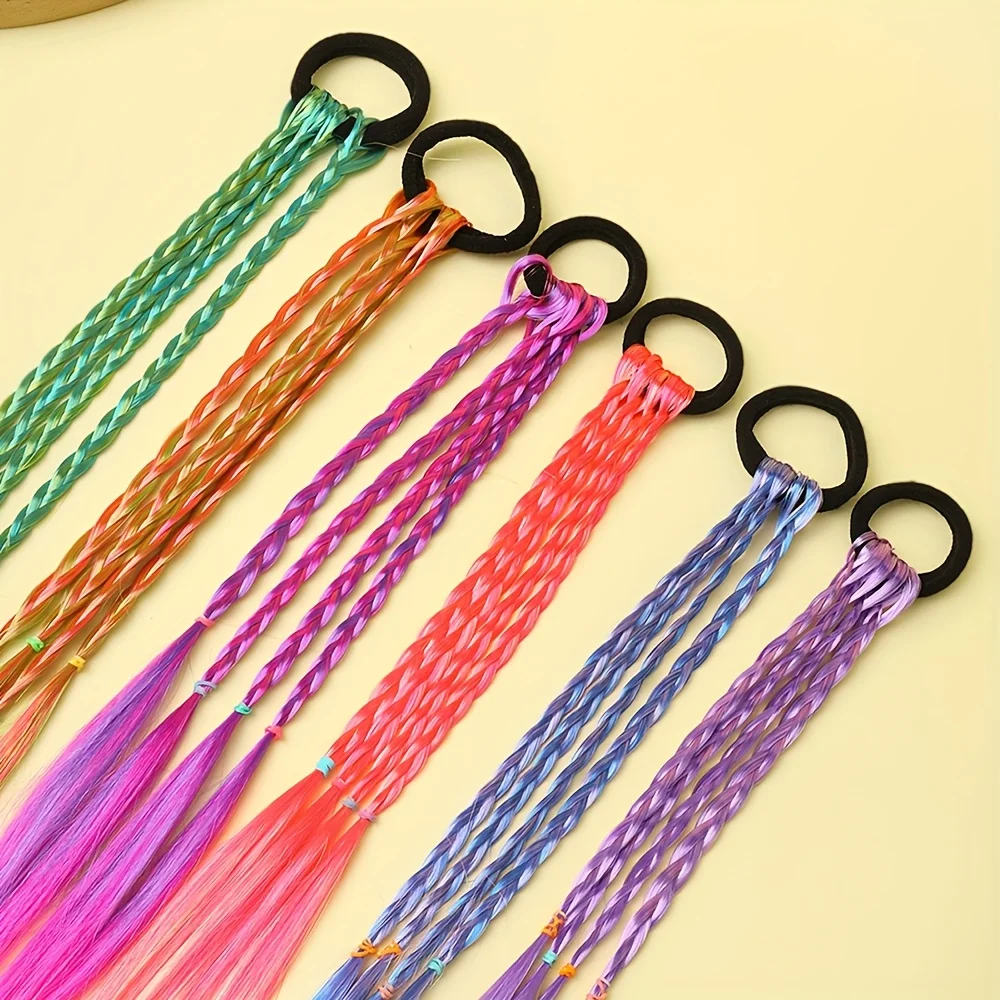 6 Pieces of Multi-Color Bohemian Style Sweet Wig Braid Hair Ties Suitable for Girls thumbnail 3
