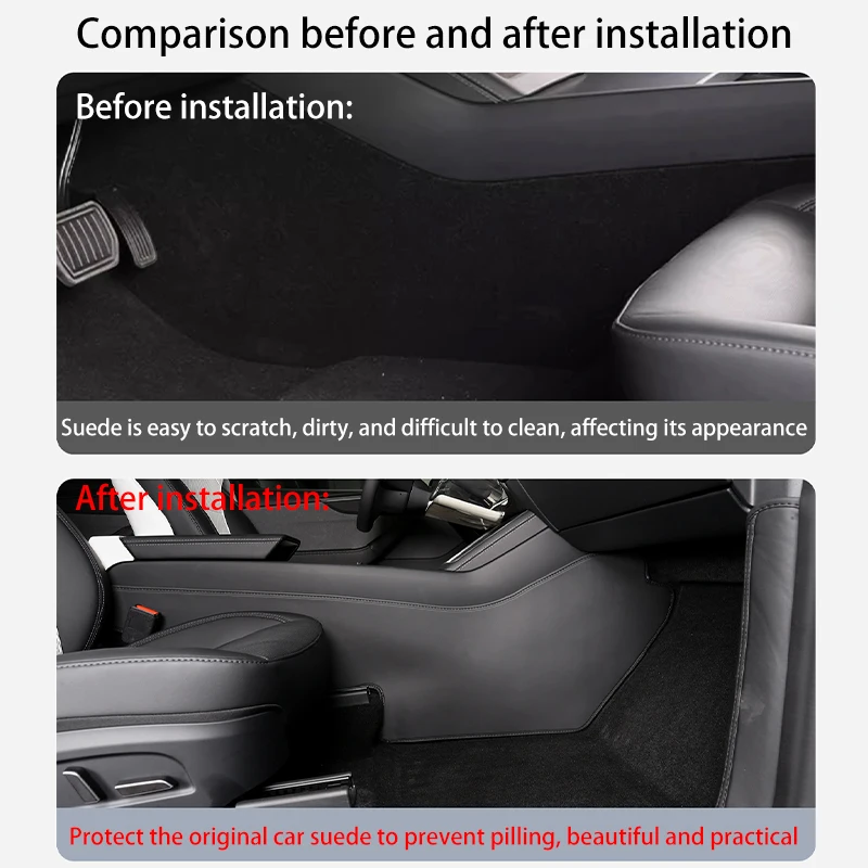 For Tesla Model Y Juniper 2025+ Center Console Two Side Panel Anti Kick Pad Protector Leather Sticker Foot Cover Car Accessories thumbnail 6