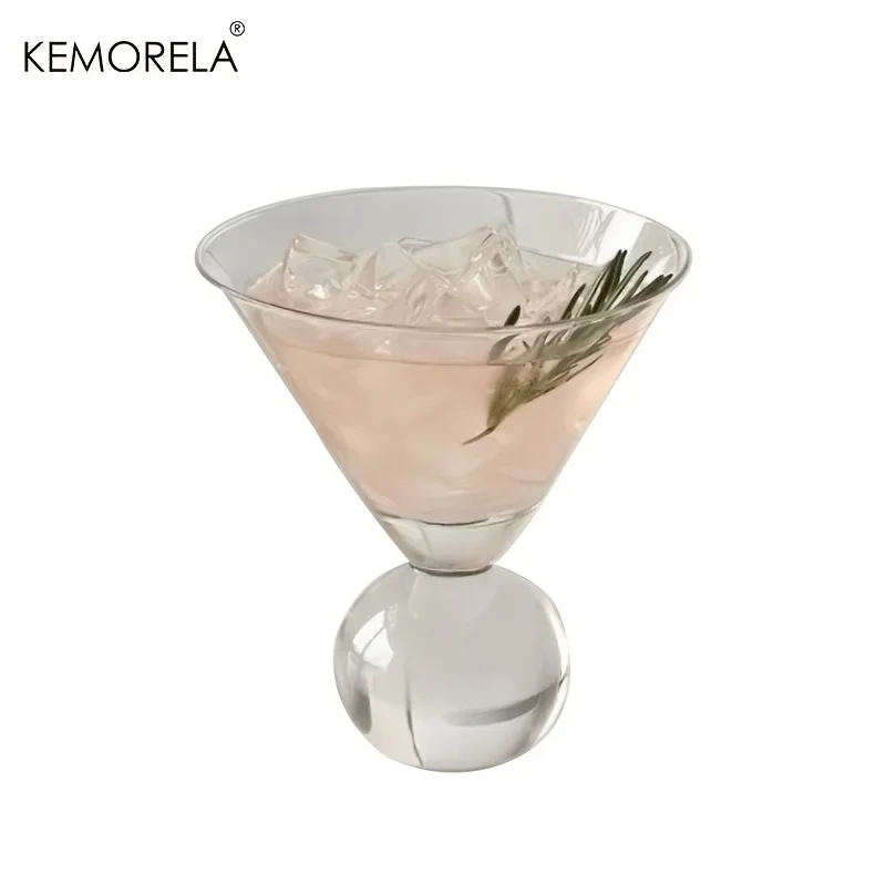 KEMORELA Martini Glass Cup 260ML Short Foot Beaded Cocktail Glasses Cups Thin Champagne Glass Transparent Wine Glasses Cup thumbnail 4