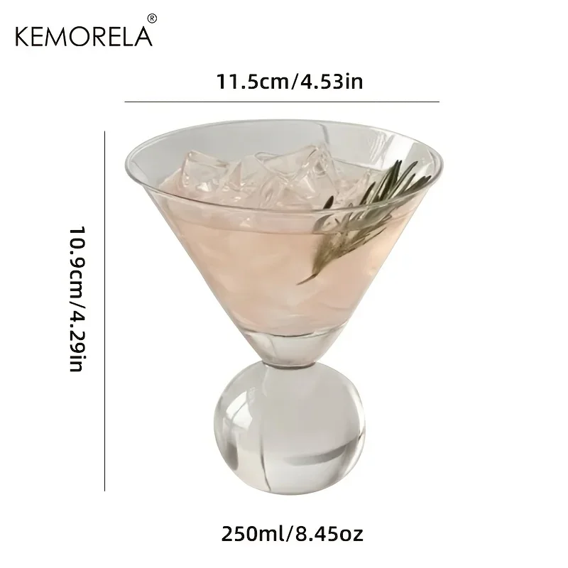 KEMORELA Martini Glass Cup 260ML Short Foot Beaded Cocktail Glasses Cups Thin Champagne Glass Transparent Wine Glasses Cup thumbnail 6