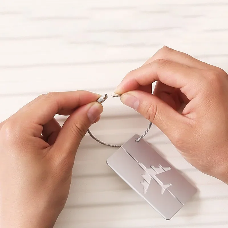 Aluminum Alloy Travel Luggage Tag, Suitcase Tag, Airplane with Name, Anti-loss, Solid Color Travel Accessories thumbnail 4
