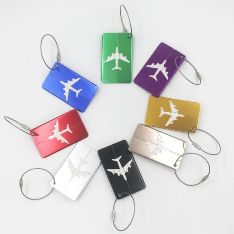 Aluminum Alloy Travel Luggage Tag, Suitcase Tag, Airplane with Name, Anti-loss, Solid Color Travel Accessories thumbnail 3