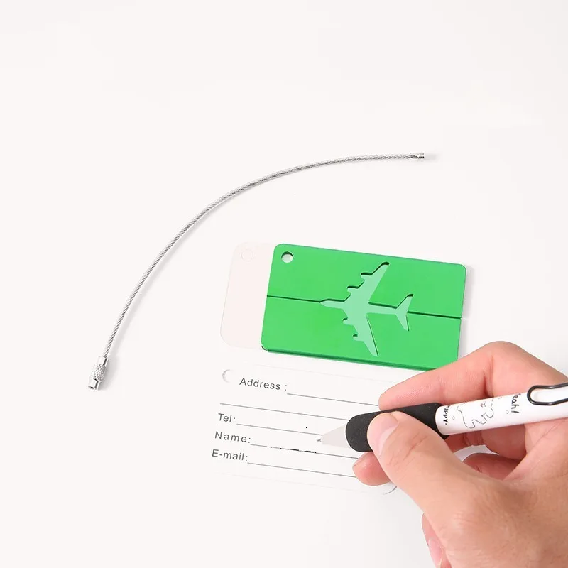 Aluminum Alloy Travel Luggage Tag, Suitcase Tag, Airplane with Name, Anti-loss, Solid Color Travel Accessories thumbnail 5