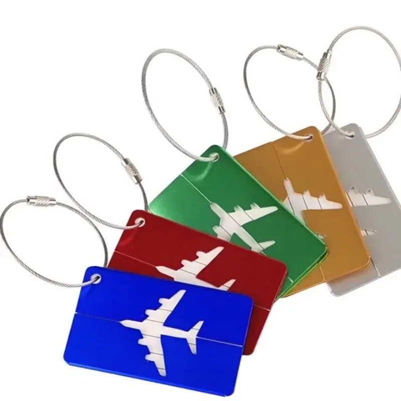 Aluminum Alloy Travel Luggage Tag, Suitcase Tag, Airplane with Name, Anti-loss, Solid Color Travel Accessories thumbnail 2