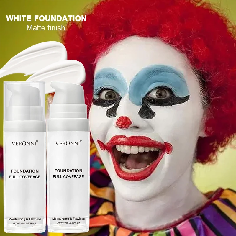 Pure White Liquid Foundation for COS stage Makeup Long-lasting concealer Mixable Pure White Foundation Adjuster Lighten&Brighten thumbnail 2