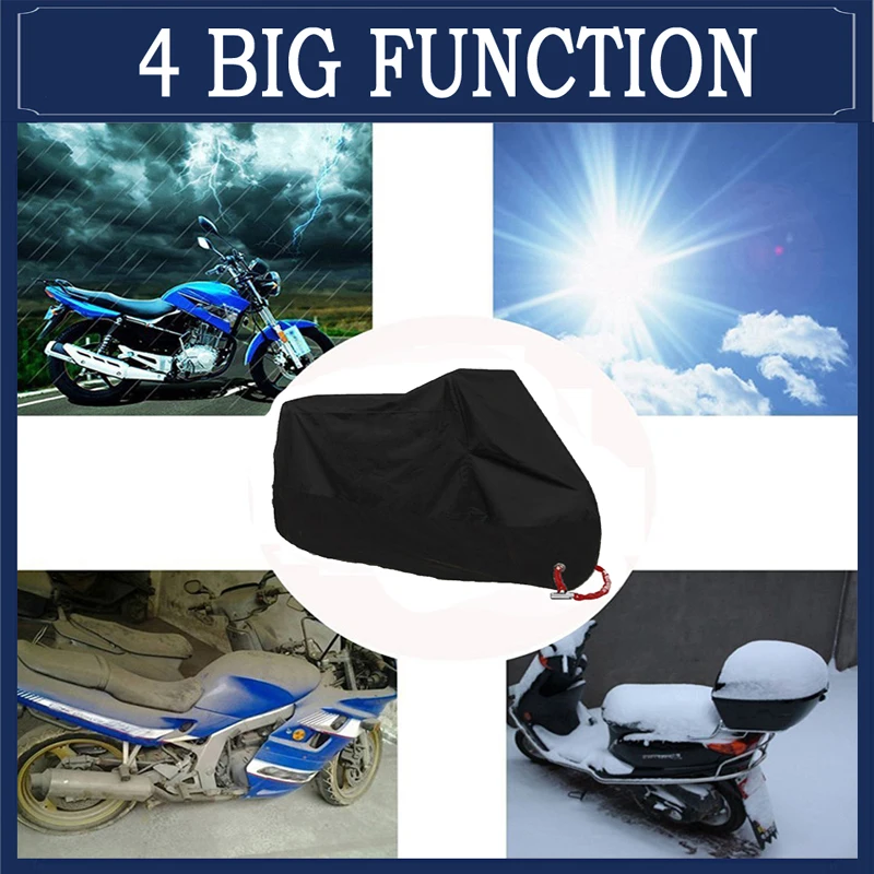 All Season Motorcycle Cover Silver Black Sun Reflective Waterproof Dustproof UV Protection for Moto Scooter M to 4XL 2025 thumbnail 4