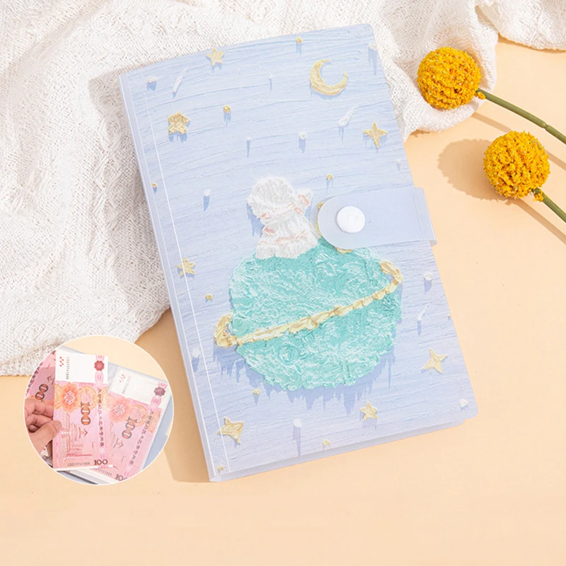 100 Envelopes Money Savings Book A6 Loose Leaf Notebook Clear Money Savings Challenge Binder Oil Painting Money Organizer thumbnail 5