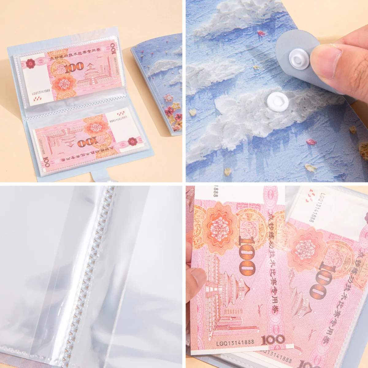 100 Envelopes Money Savings Book A6 Loose Leaf Notebook Clear Money Savings Challenge Binder Oil Painting Money Organizer thumbnail 3