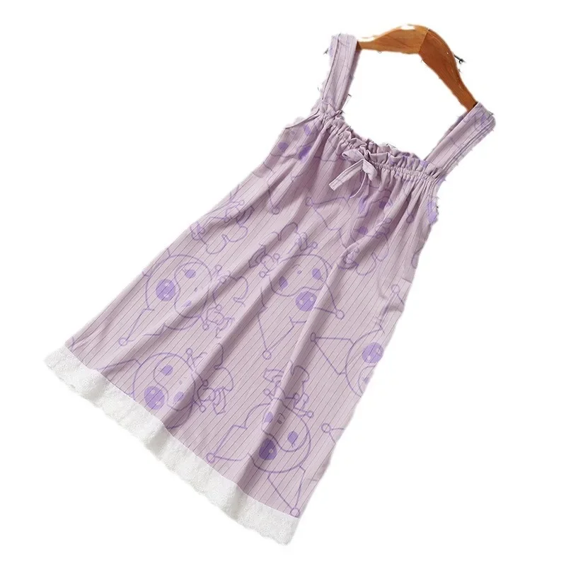 Summer Thin Girls Pajama Dress Lightweight Jacquard Sleeveless Nightgown Strap Tank Sleepwear for Toddler Baby and Big Kids thumbnail 5