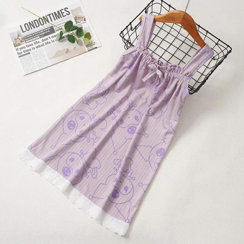 Summer Thin Girls Pajama Dress Lightweight Jacquard Sleeveless Nightgown Strap Tank Sleepwear for Toddler Baby and Big Kids thumbnail 6
