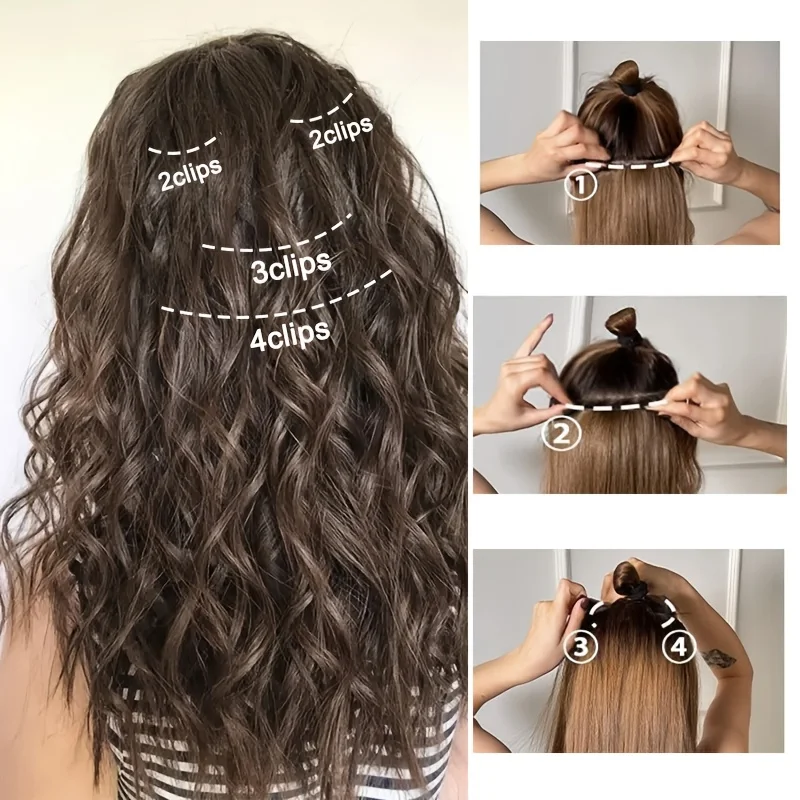 4-Piece Set of 11 Clip-In Hair Extensions, Clip-In Hair Extensions, 12 Inch Synthetic Clip-In Short Soft Natural Wigs High-Tempe thumbnail 5