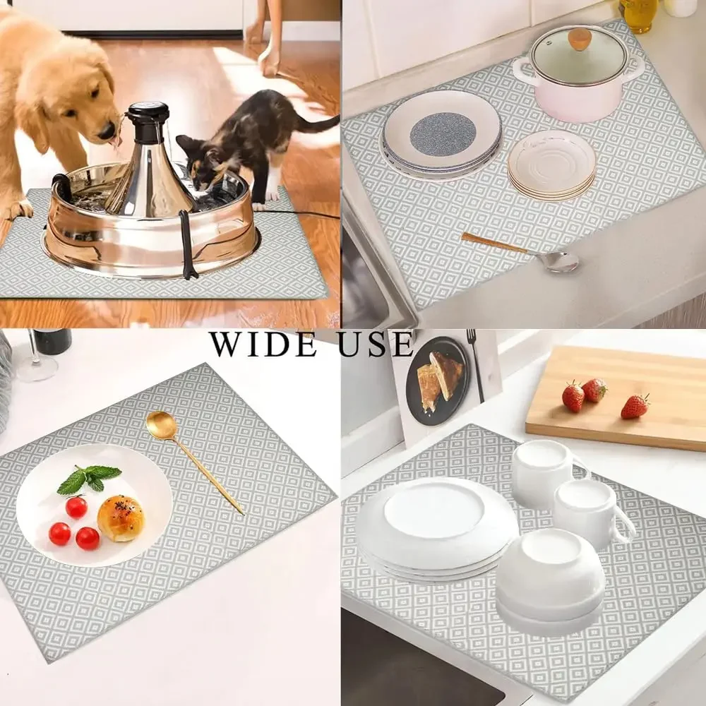 1 Pack Dish Drying Mats for Kitchen Counter Absorbent Reversible Drying Mats Kitchen Countertop Protector Dishes Drainer Pad thumbnail 5