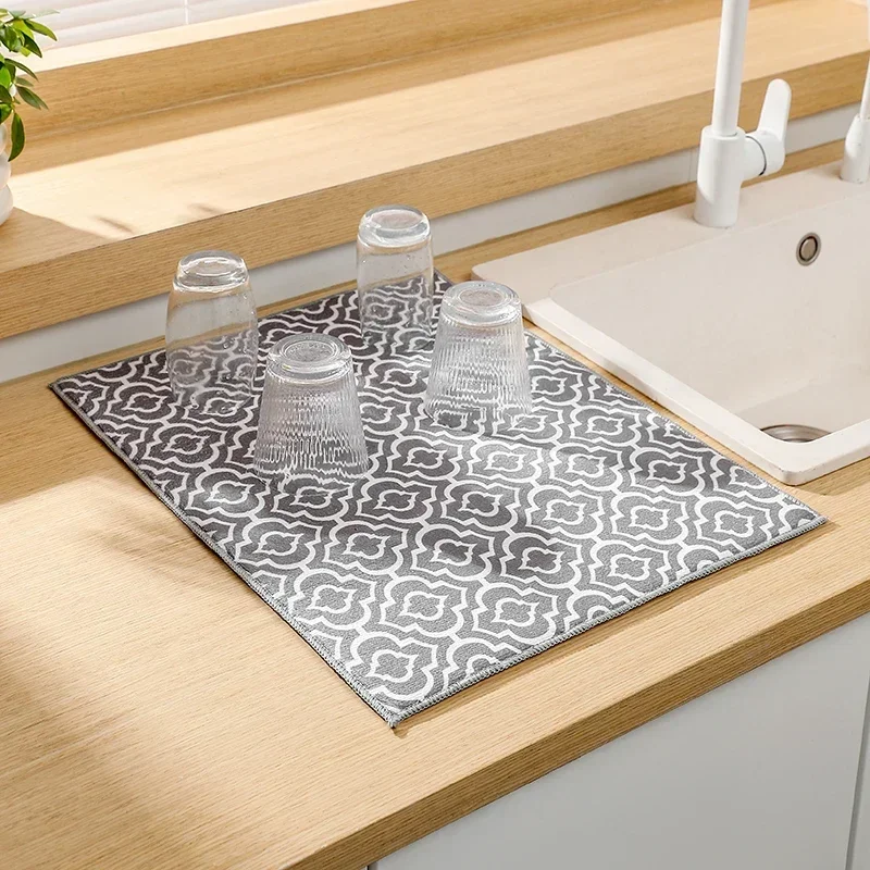 1 Pack Dish Drying Mats for Kitchen Counter Absorbent Reversible Drying Mats Kitchen Countertop Protector Dishes Drainer Pad thumbnail 4