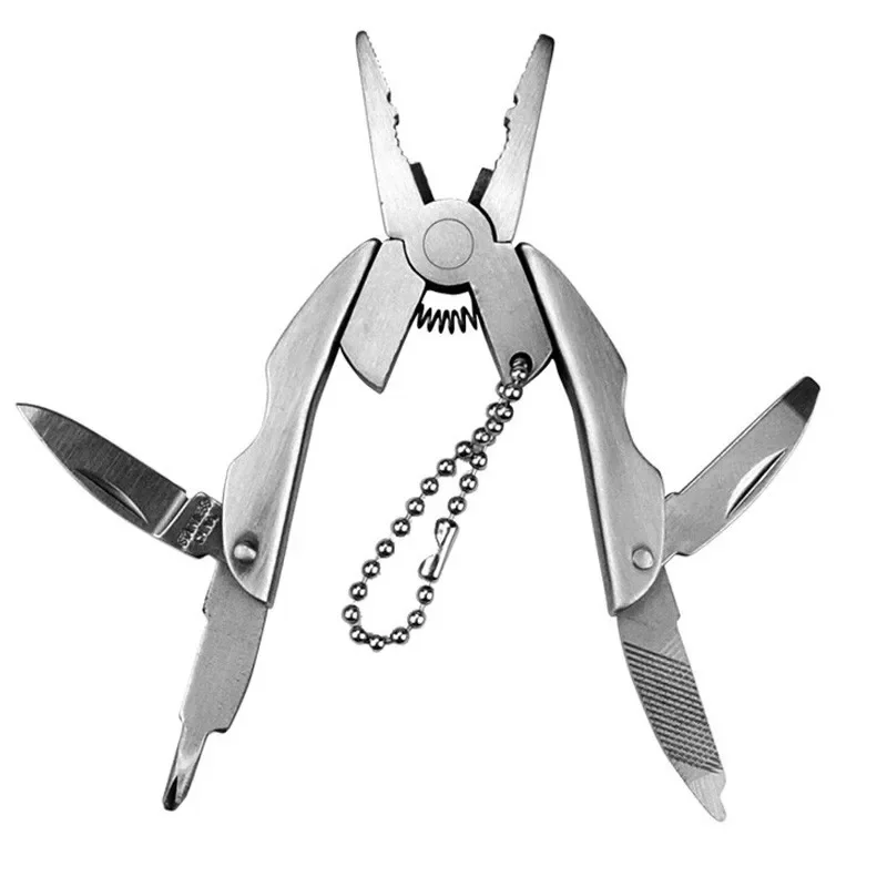 Multitool Folding Pliers Stainless Steel Keychain EDC Tool with Knife Screwdriver for Outdoor Camping Survival Emergency Kit thumbnail 2