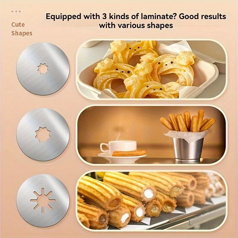 1 Set Stainless Steel Churro Maker Machine with Interchangeable Nozzles for Spanish-Style Desserts Home Kitchen Gadgets thumbnail 3