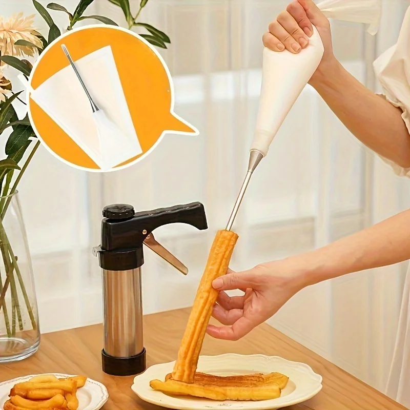 1 Set Stainless Steel Churro Maker Machine with Interchangeable Nozzles for Spanish-Style Desserts Home Kitchen Gadgets thumbnail 5