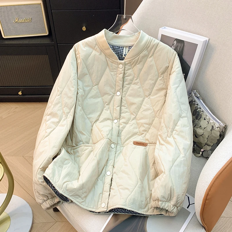 Lightweight Cotton Jaet for Women with Quilted Button ket Details Cotton Coat Female Outerwears Women's Jacket Plus Size