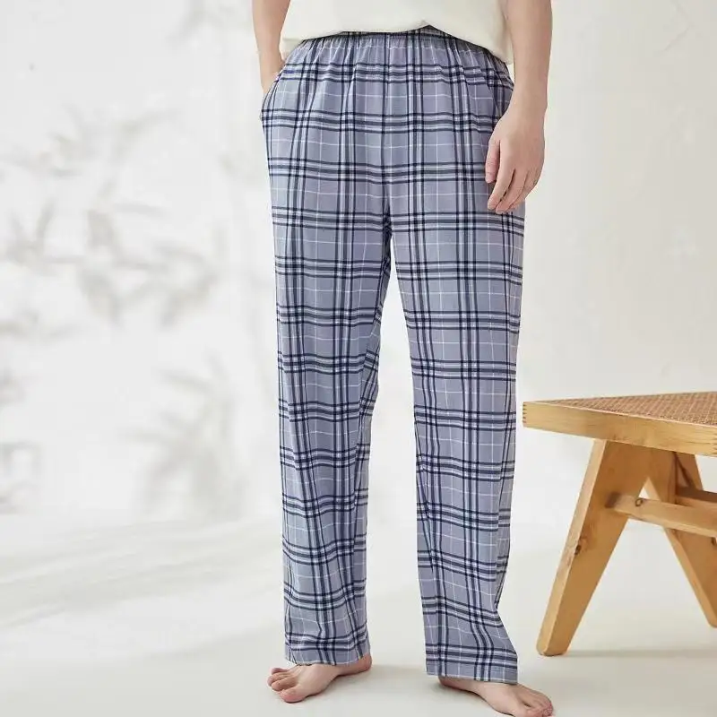 Men's Stylish Summer Pajama Pants, Thin Home Pants, Loose Breathable Air-Conditioned Pants with Elastic Waist thumbnail 5