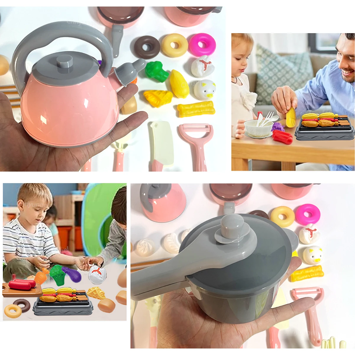 Kids Kitchen Toys Set 92/69/59 PCS Play Food with Pots Pans & Utensils Small Pretend Cooking Toys for Toddlers Girls Boys Gift thumbnail 5