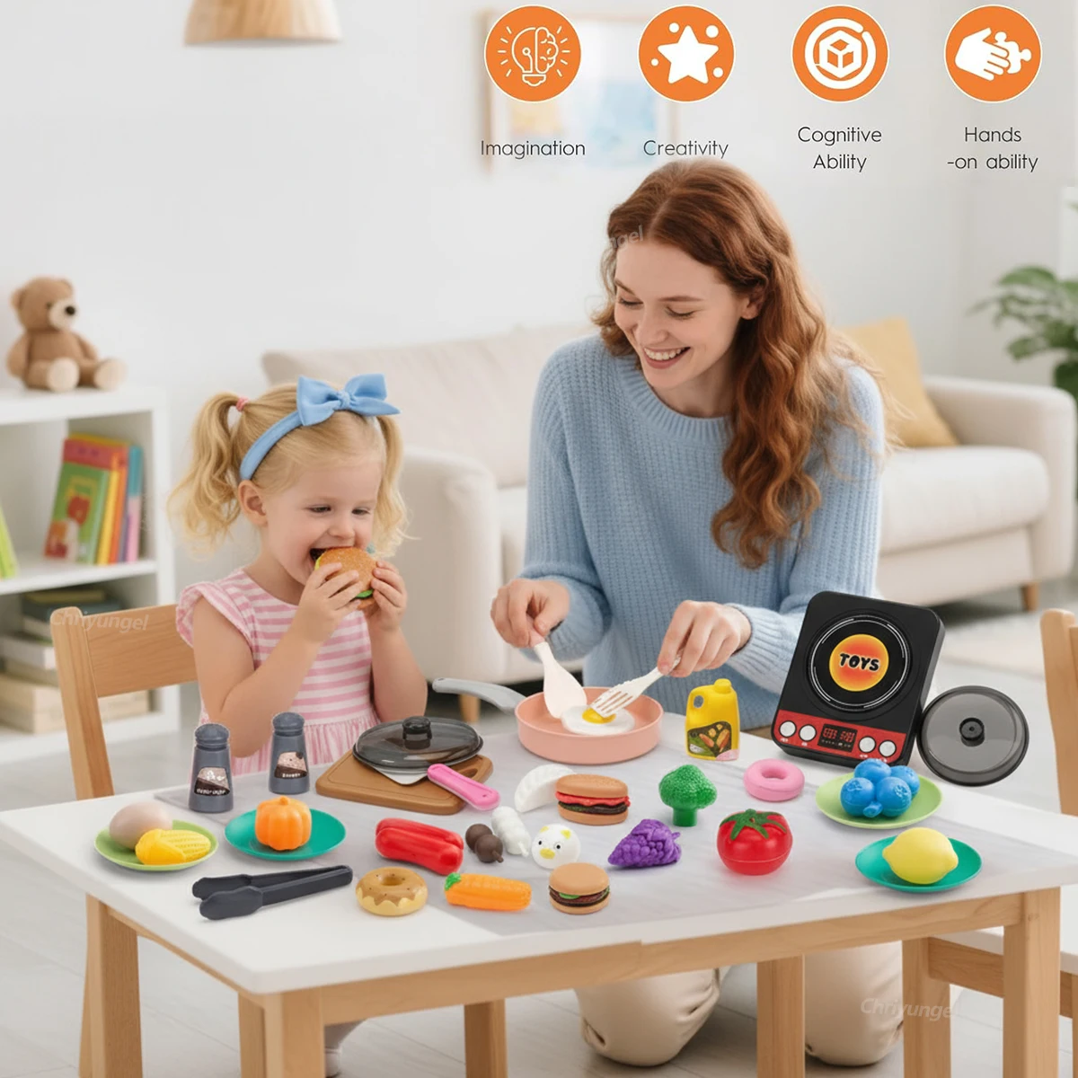 Kids Kitchen Toys Set 92/69/59 PCS Play Food with Pots Pans & Utensils Small Pretend Cooking Toys for Toddlers Girls Boys Gift thumbnail 4