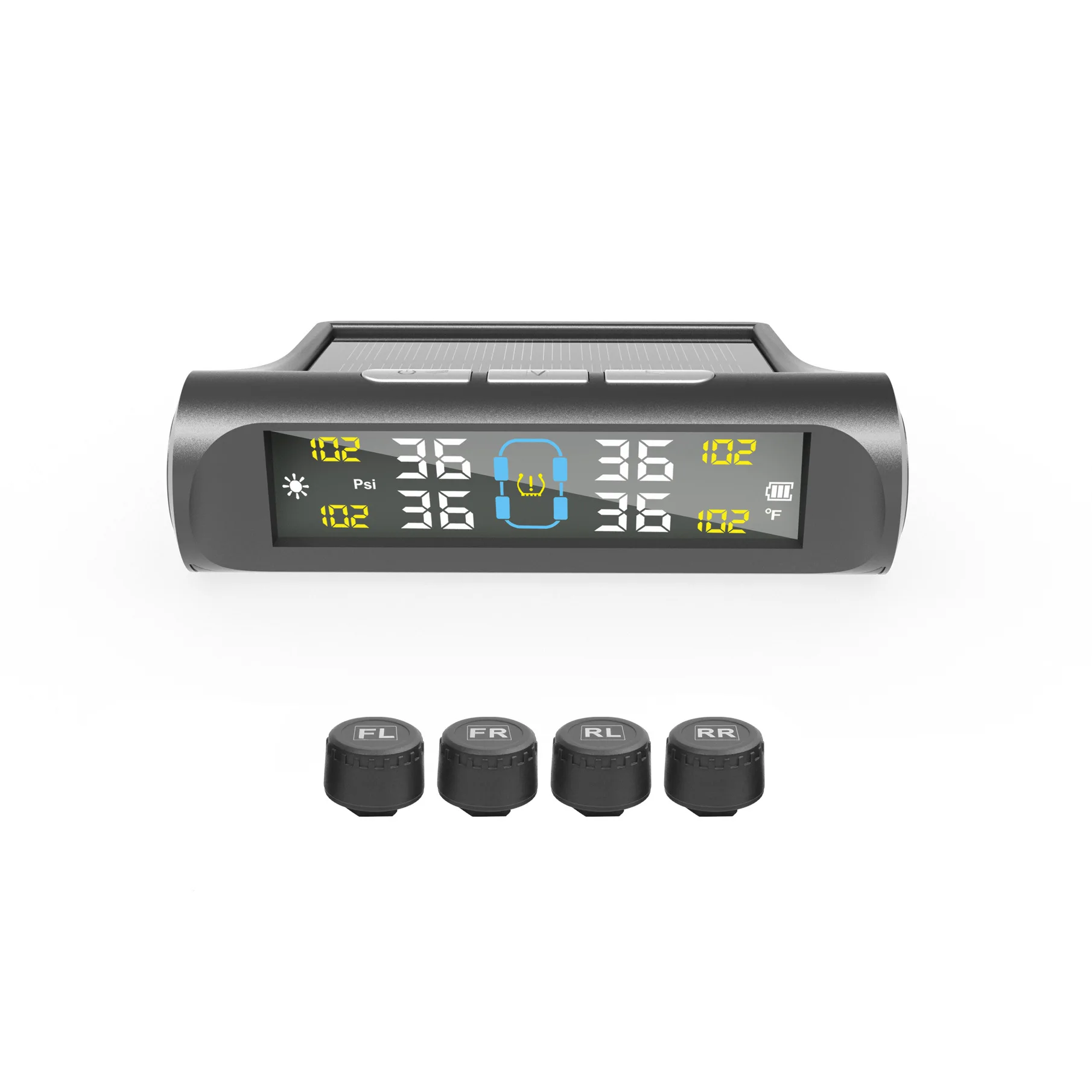 TPMS Solar Powered Car Tire Pressure Monitoring System with 4 Wheel Internal External Sensors Tyre Auto Security Alarm Tester thumbnail 5