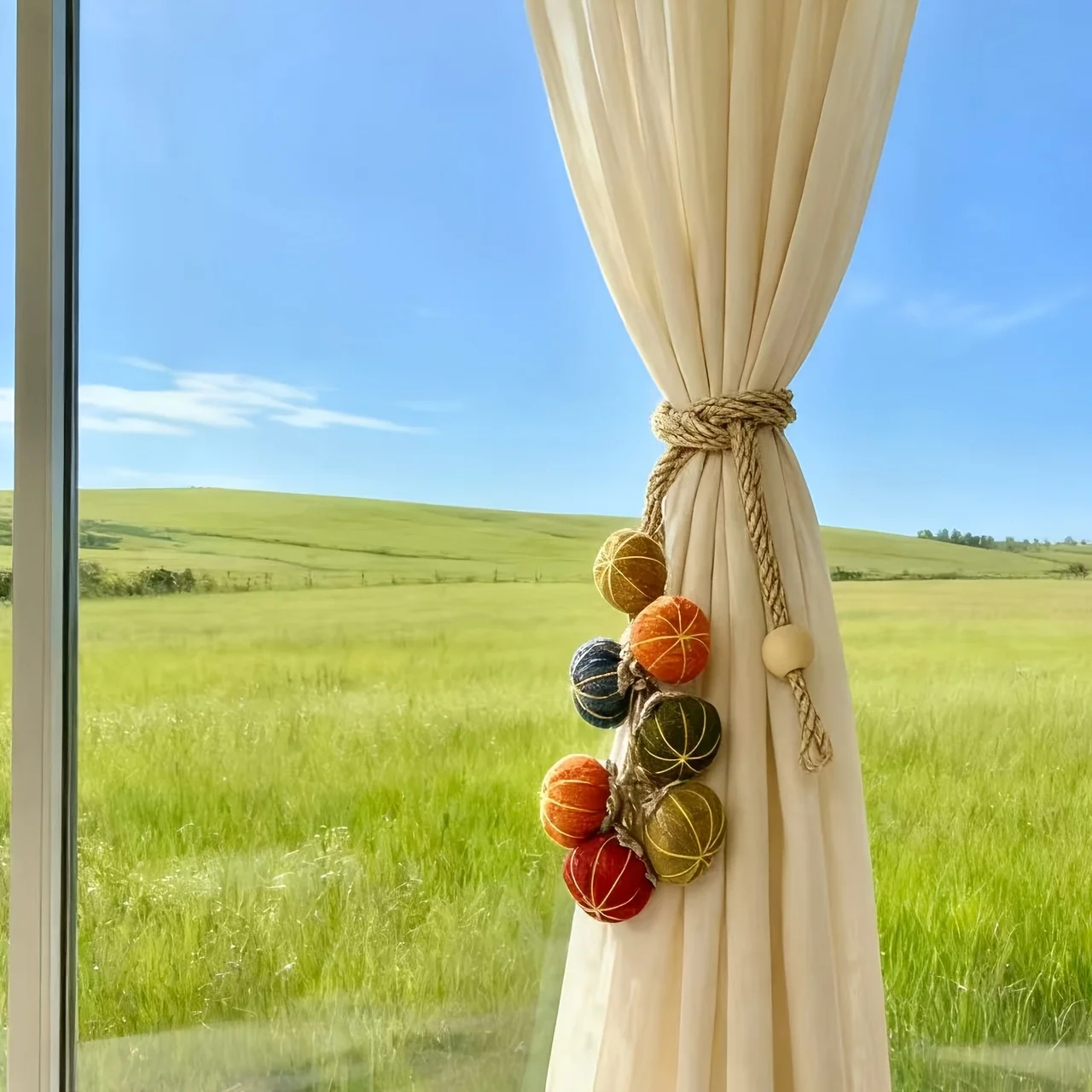 1/2PCS Pumpkin-String Curtain Decorative Tie Adjustable Curtain Rod Fabric Gather Storage Buckle for Home Window Treatment thumbnail 5