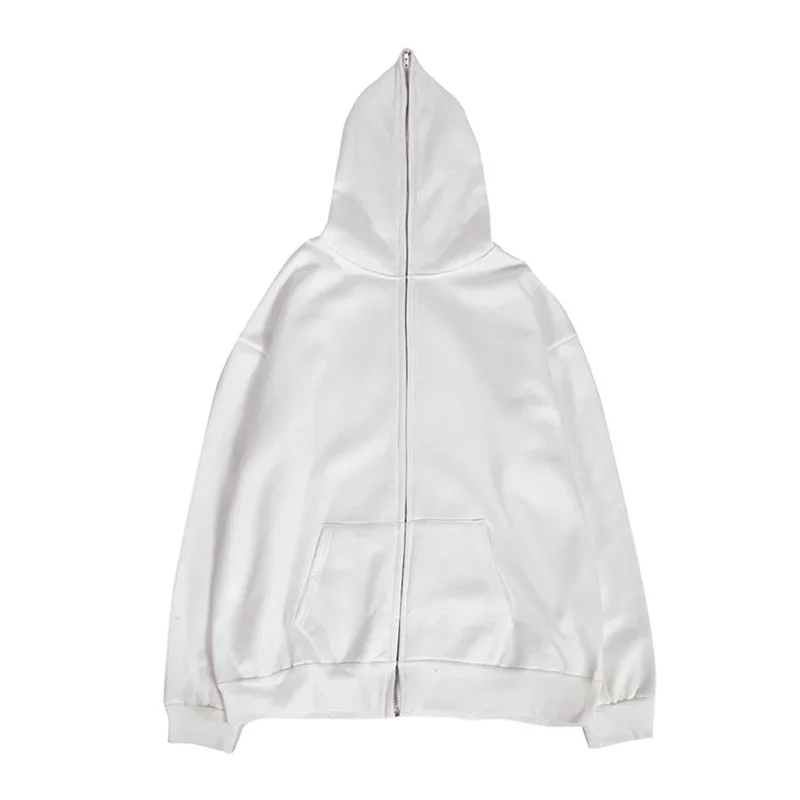 Loose Fleece Hoodie Metal Zipper Full Zip 250g Blank Solid Color Garment with Pockets Large Size Women's Hoodie thumbnail 3