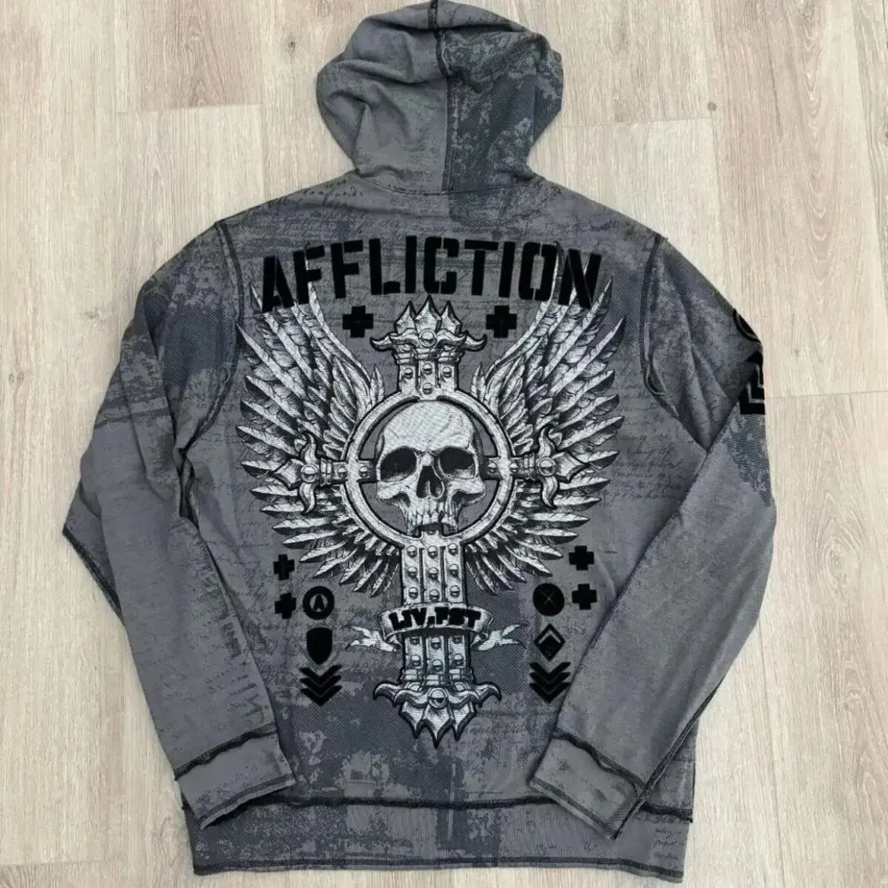 European and American fashion men's autumn horror skull print comfortable soft hooded sweatshirt outdoor street style top thumbnail 5