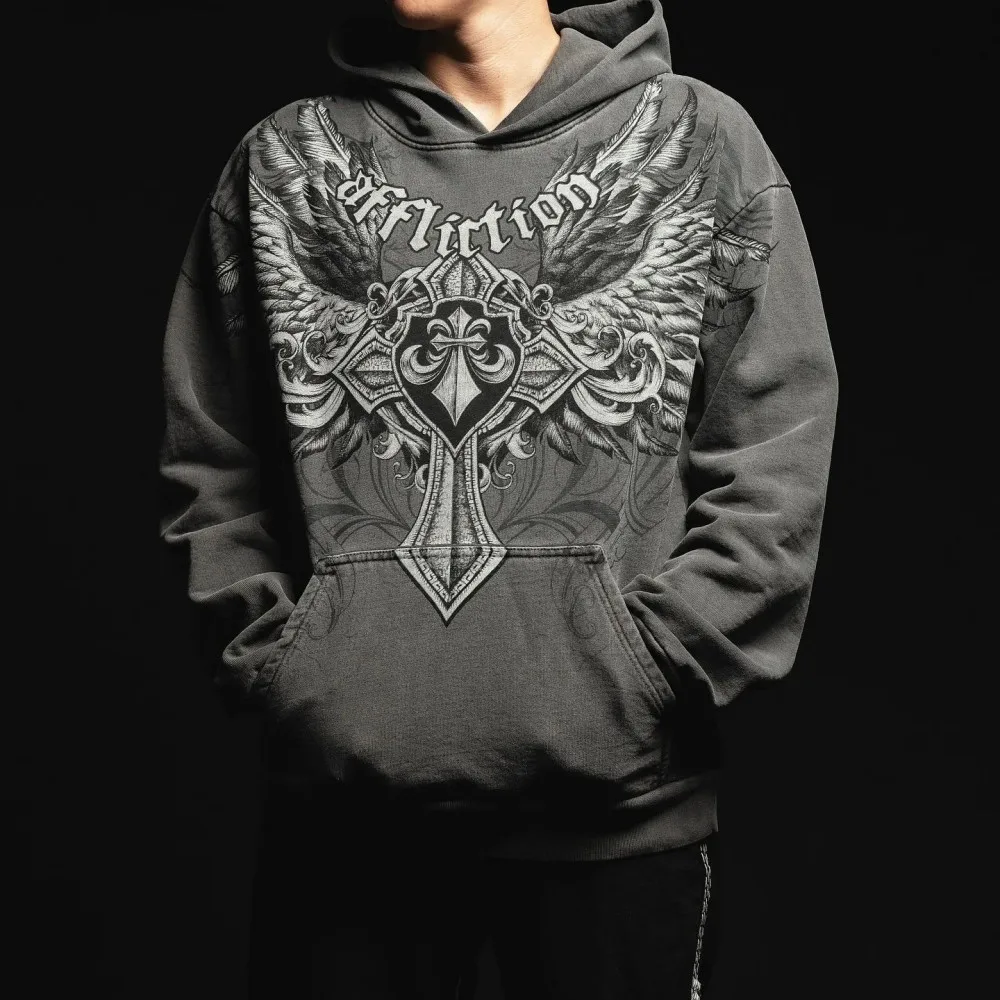 European and American fashion men's autumn horror skull print comfortable soft hooded sweatshirt outdoor street style top thumbnail 4