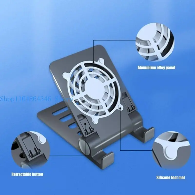 Multiangle Adjustable Phone Stand With Cooling Fan, USB Operated Tablet Coolers For Mobile Devices Quick Cooling Support thumbnail 2