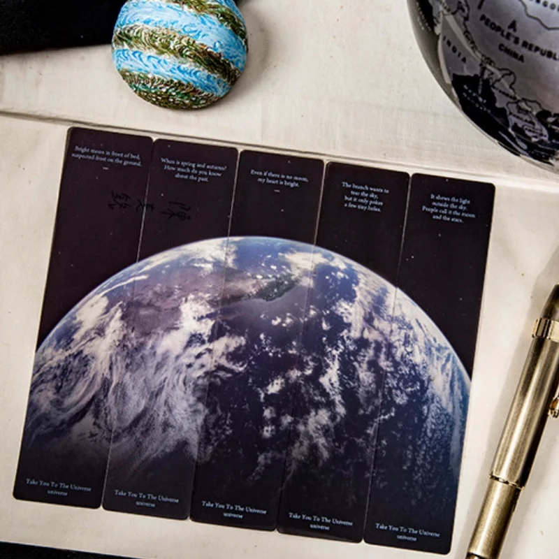 5 Sheets Per Set Space Themed Bookmark Science Fiction Starry Sky Design Reading Page Markings Student Office Stationery thumbnail 6