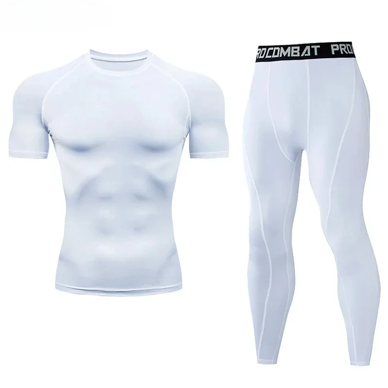 2pcs Men's Compression Sportswear Suit Elastic Training Yoga Sets Workout Jogging Fitness Clothing Tracksuit Pants Sporting thumbnail 3