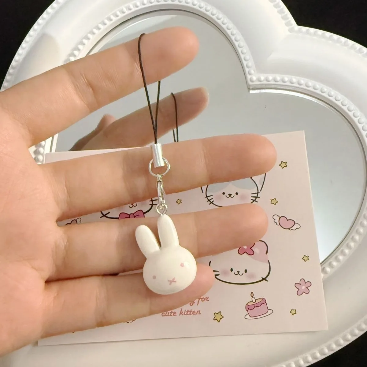 Kawaii Miffy Rabbit Keychain Cute Cartoon Soft and Adorable Girl Heart Cream Bell Cartoon Bag Decoration Best Friend Gift thumbnail 5