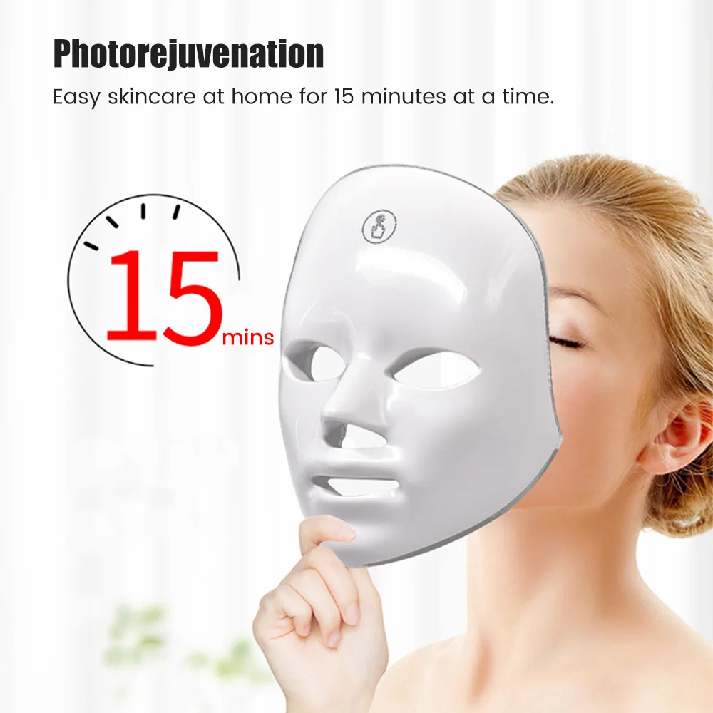 7-1 Colors LED Facial Skin Care Mask,Red Light Mask for Face, Rejuvenation Home Face Lifting Whitening Beauty Device thumbnail 4
