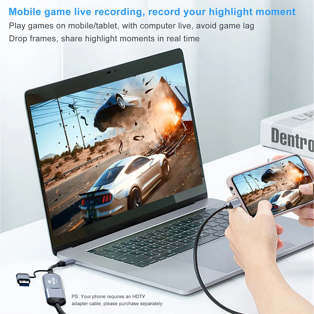 1080P Capture Card 4K HDMI-compatible to USB-A/USB-C USB2.0 Capture Video Audio Recording for OBS Studio PotPlayer QT Player thumbnail 4