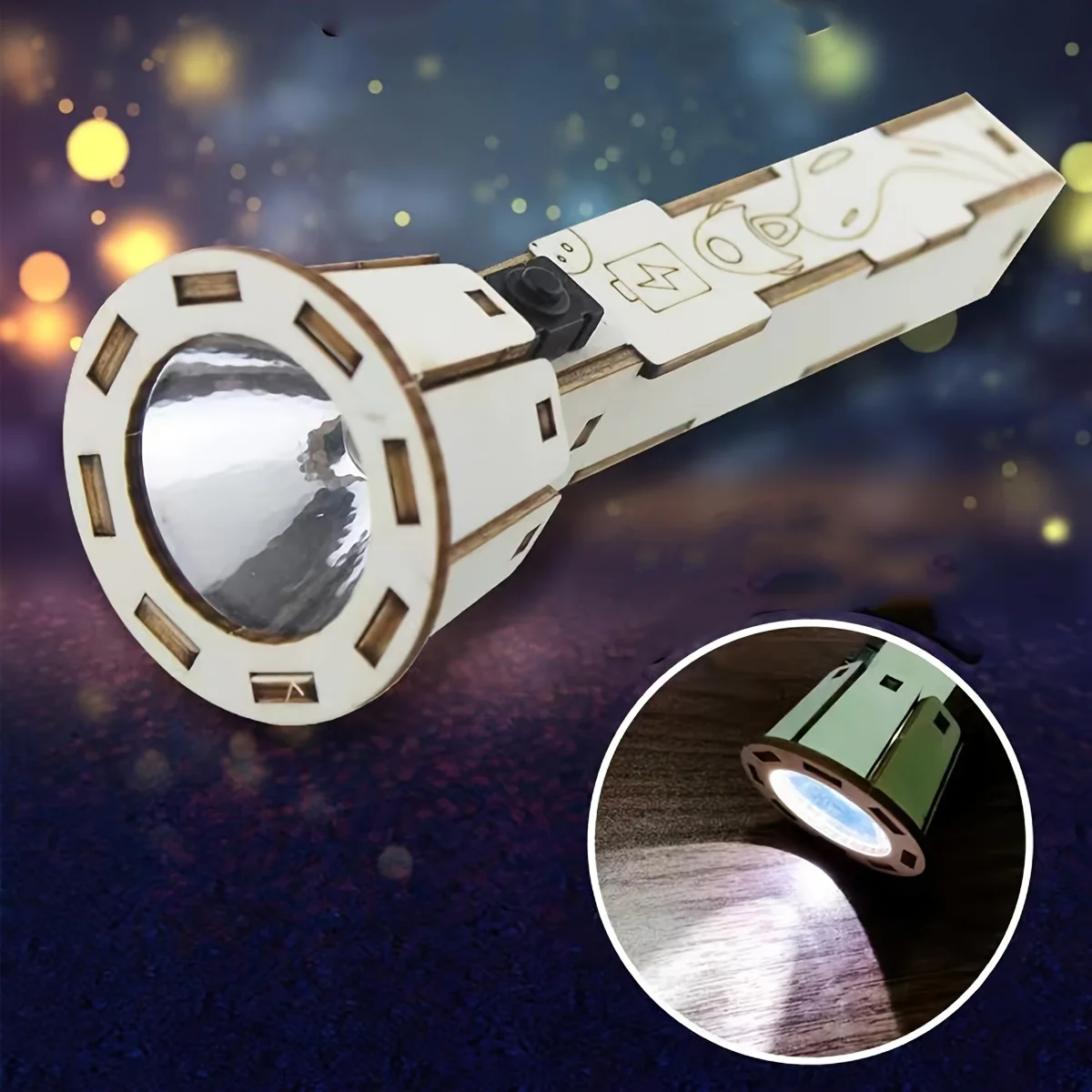 3D Wooden Puzzle Flashlight Model Kits DIY Small Production Set for  Physics Science Experiments thumbnail 5