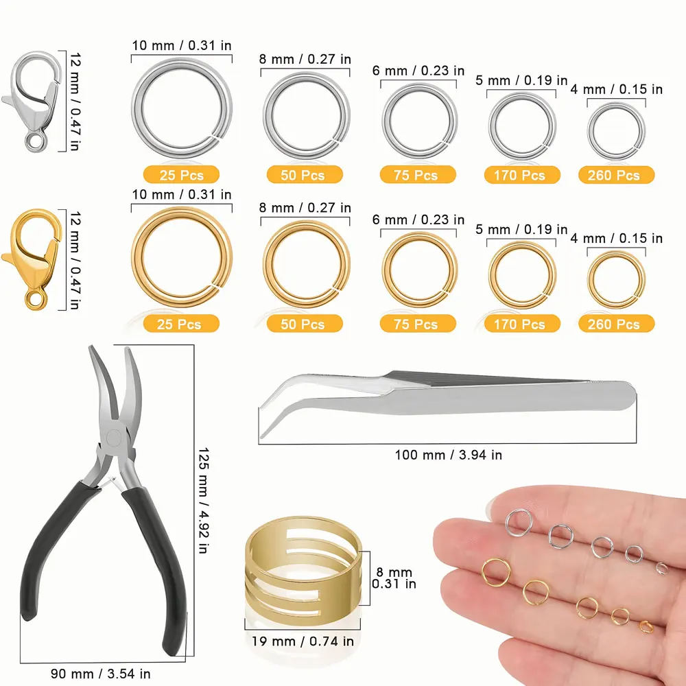 1Box Jewelry Findings Kits Zinc Alloy Jump Rings Lobster Clasps for DIY Bracelet Necklace Chain Accessories Making Supplies ﻿ thumbnail 5