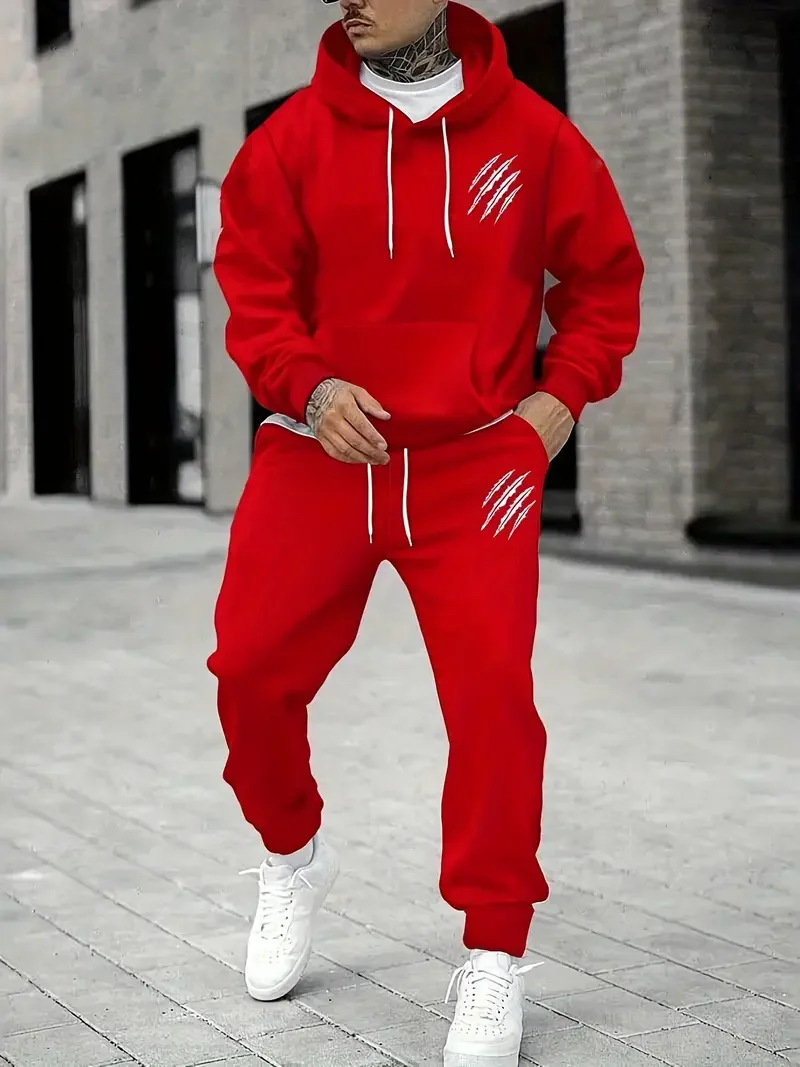 2025 Men's Fall Printed Hoodie and Jogger Set - Perfect for School Start Season men clothes tracksuit mens clothes funny suit thumbnail 4