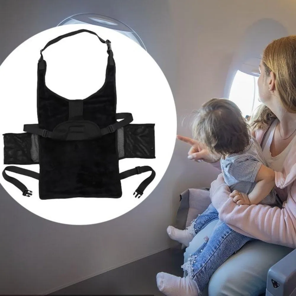 Breathable Airplane Seat Extender with Side Pocket Comfort Design Toddler Airplane Bed Portable Foldable Travel Foot Hammock