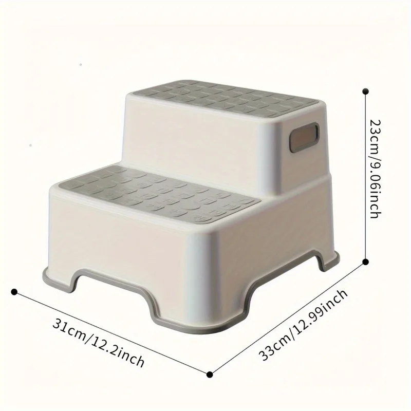 Portable Step Stool Bathroom Anti Slip Two-step Ladder: Suitable for Toilet Training and Sink - Plastic, No Electricity Required thumbnail 3