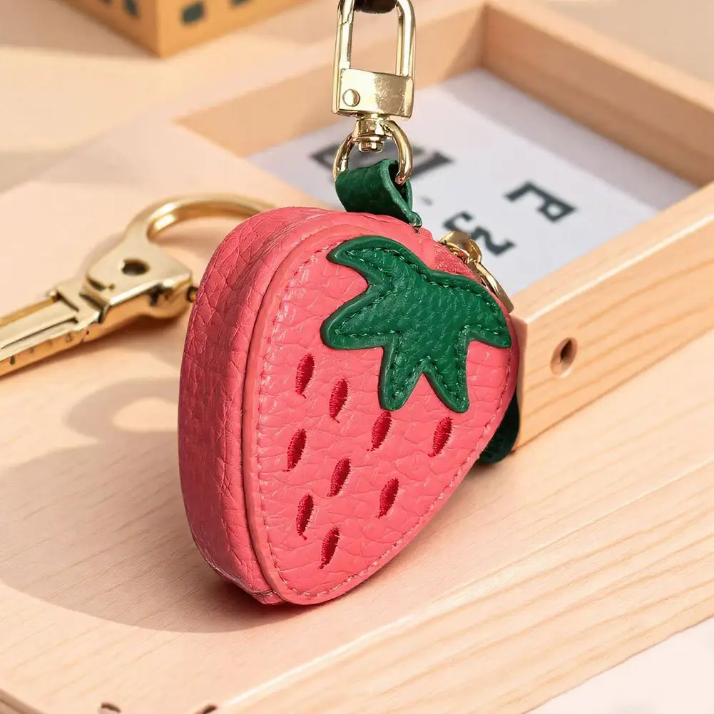 PU Leather Coin Purse Fruit Strawberry Lemon Apple Shape Mini Wallet Cute Hanging Multifunctional Bag Accessories thumbnail 2