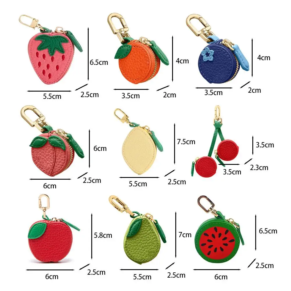 PU Leather Coin Purse Fruit Strawberry Lemon Apple Shape Mini Wallet Cute Hanging Multifunctional Bag Accessories thumbnail 4